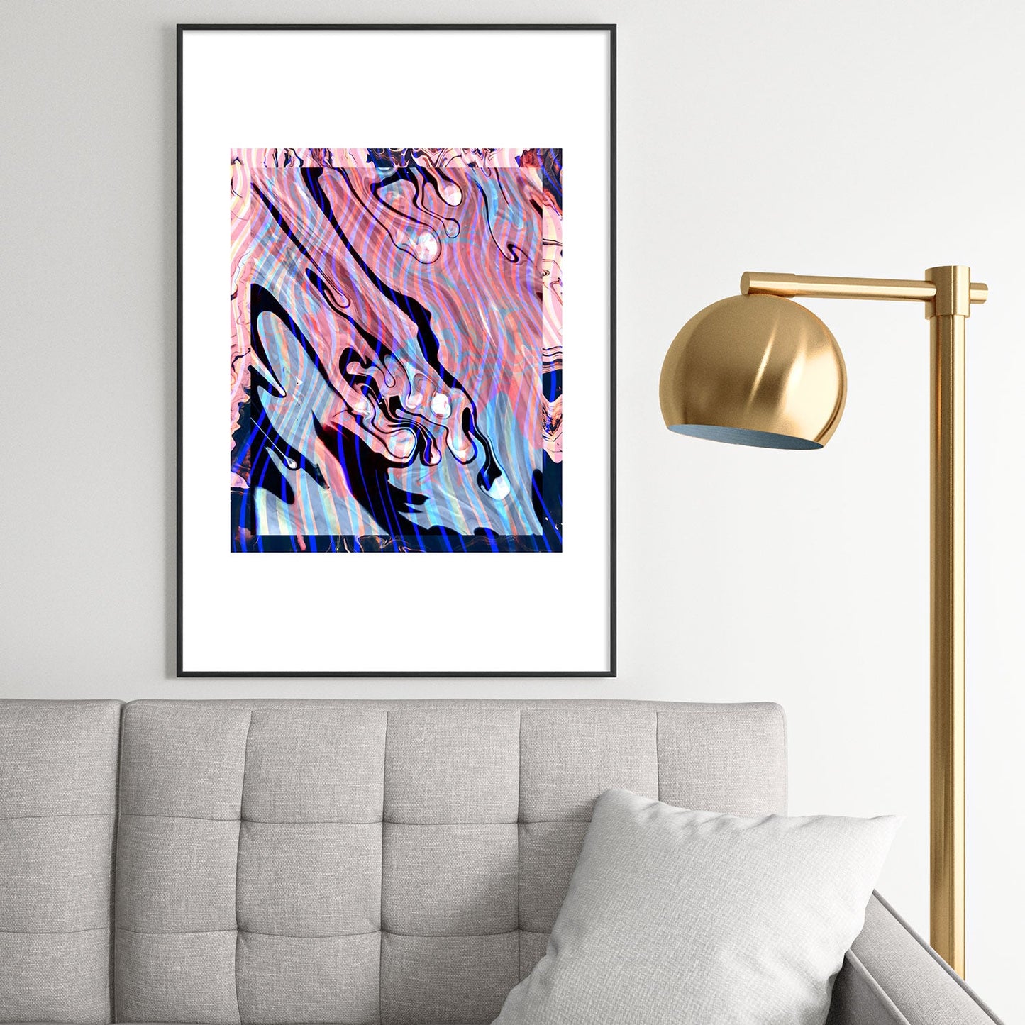 83 Oranges Focus Abstract Marble Texture Metal Framed Art Print