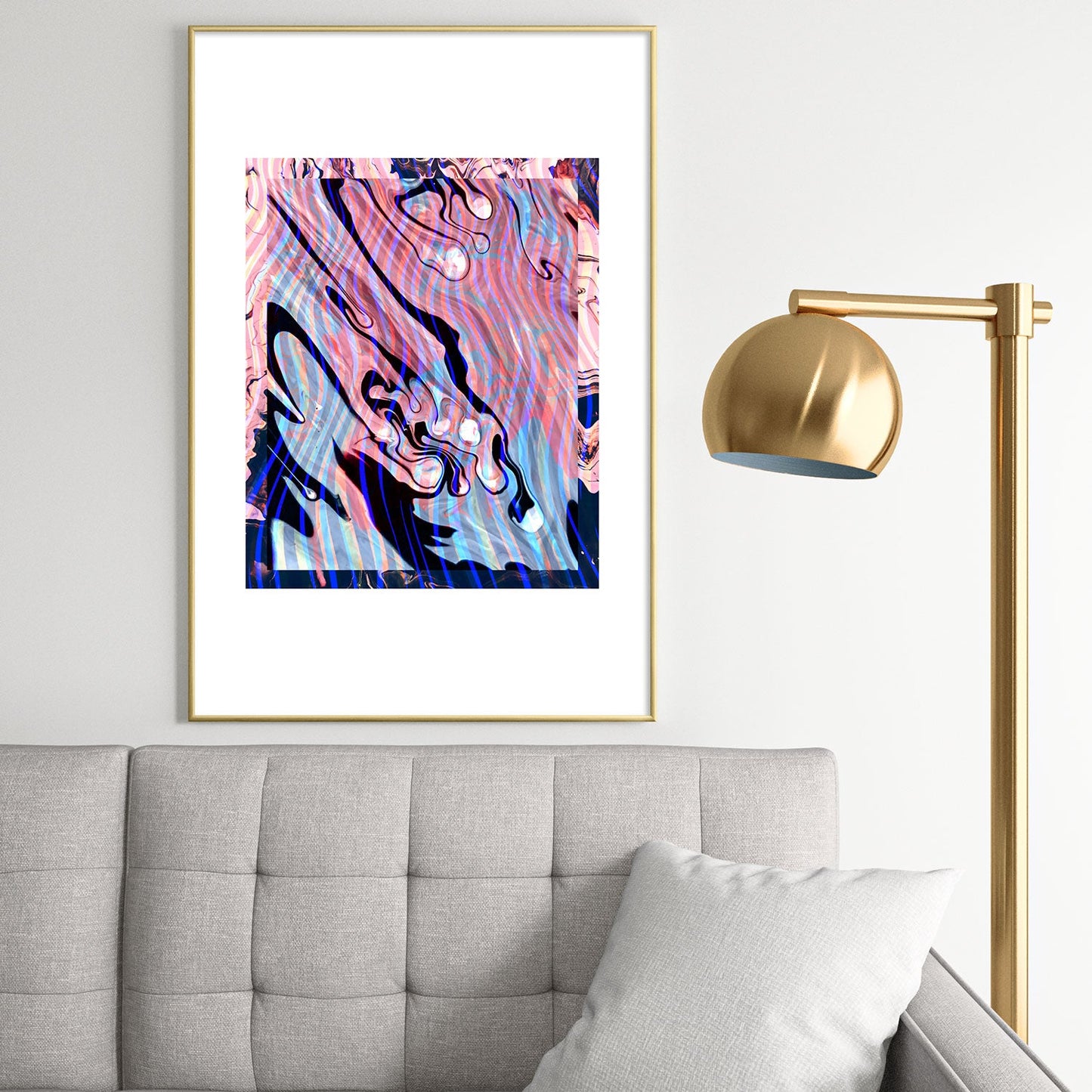 83 Oranges Focus Abstract Marble Texture Metal Framed Art Print