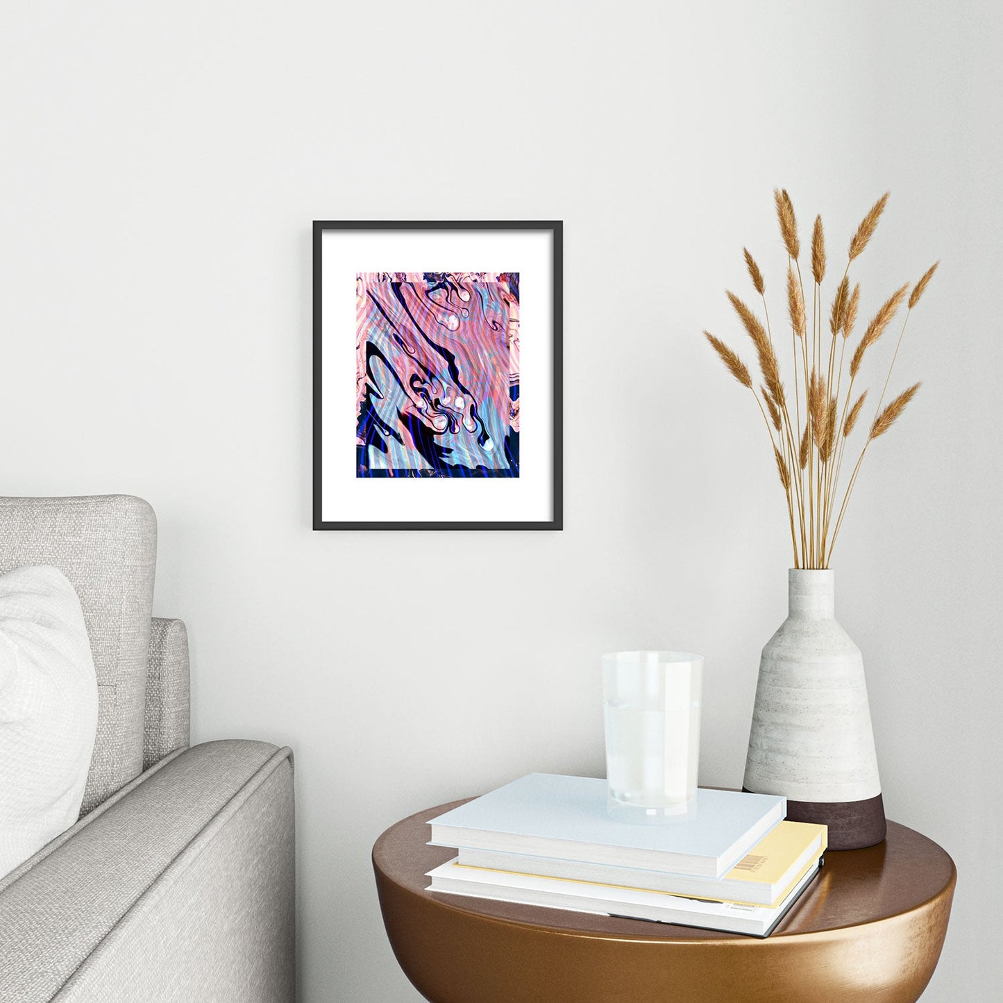 83 Oranges Focus Abstract Marble Texture Metal Framed Art Print