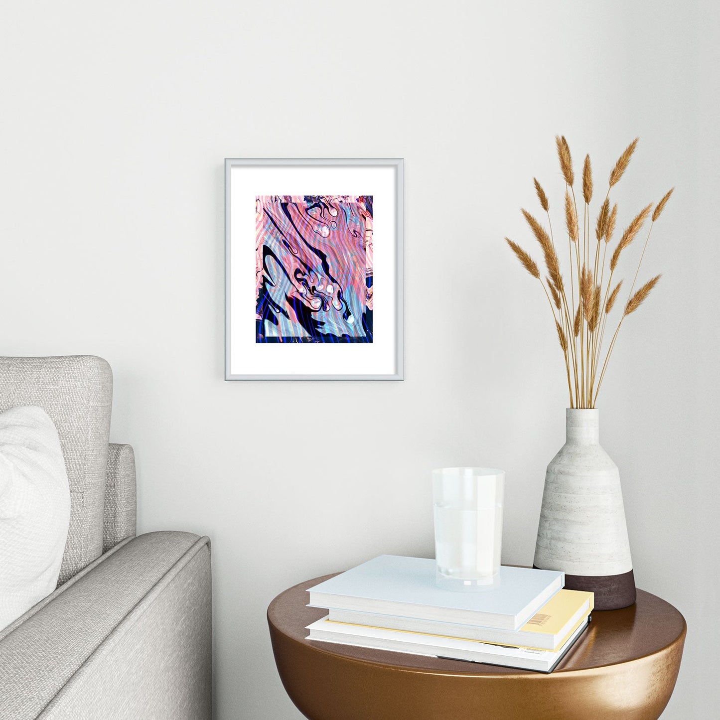 83 Oranges Focus Abstract Marble Texture Metal Framed Art Print