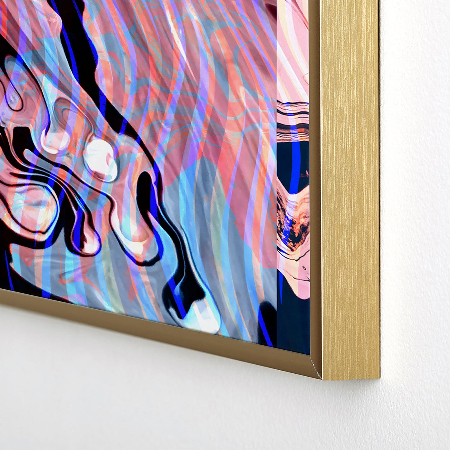 83 Oranges Focus Abstract Marble Texture Square Metal Framed Art Print