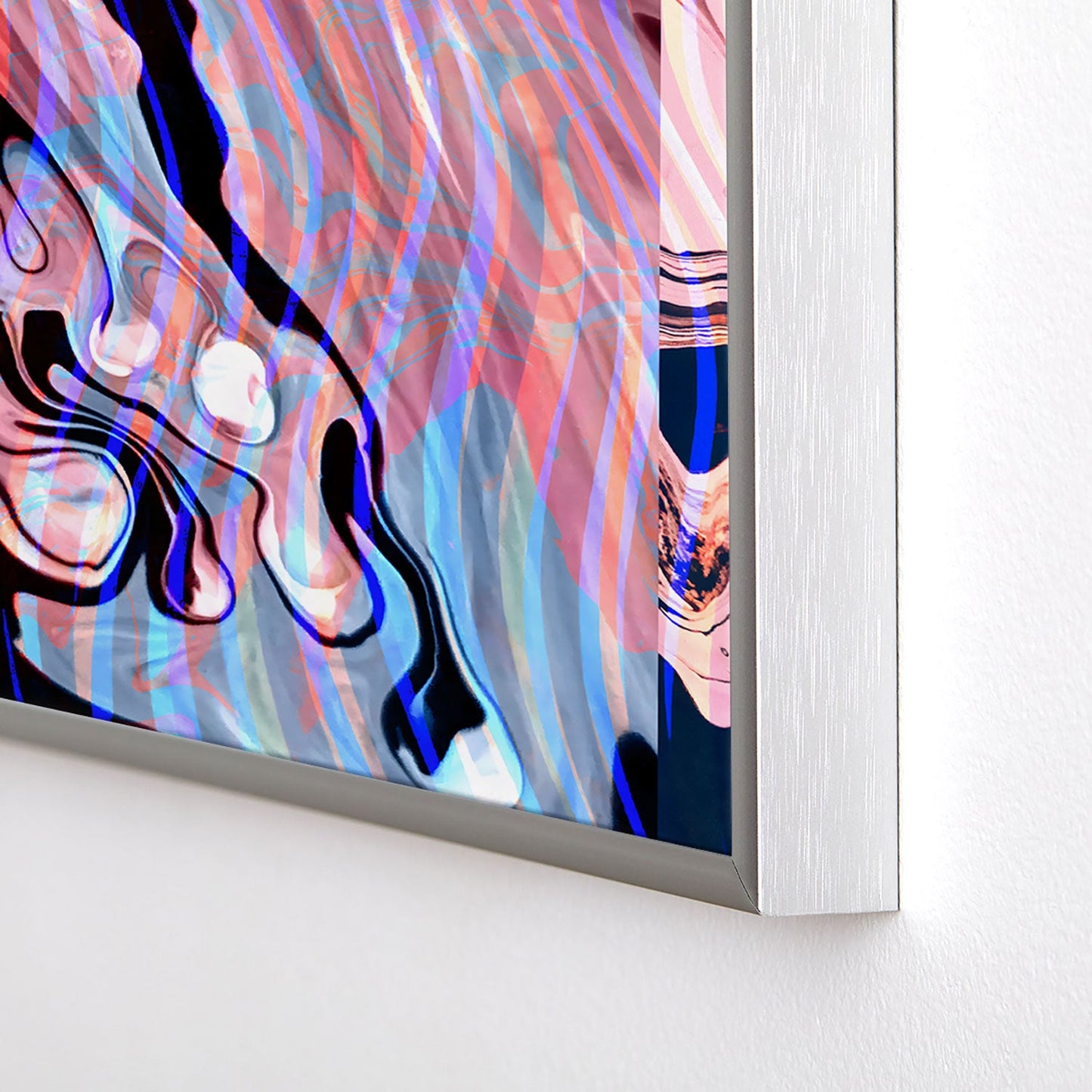 83 Oranges Focus Abstract Marble Texture Square Metal Framed Art Print