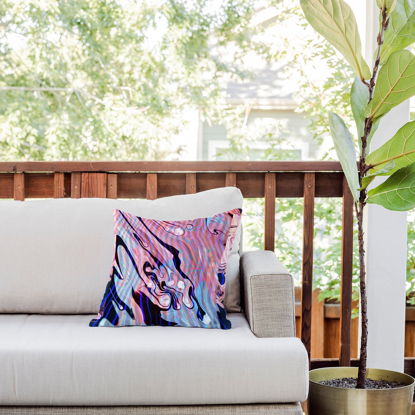 83 Oranges Focus Abstract Marble Texture Outdoor Throw Pillow