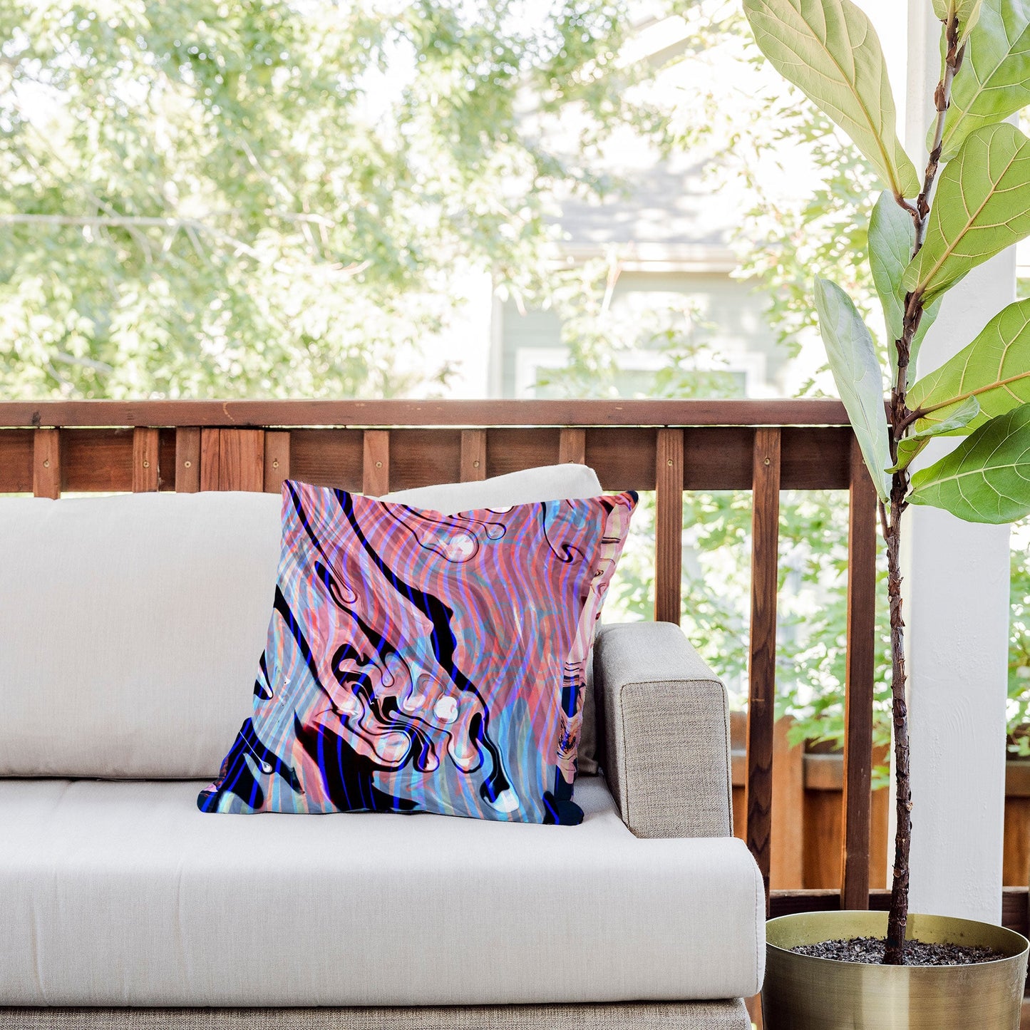 83 Oranges Focus Abstract Marble Texture Outdoor Throw Pillow