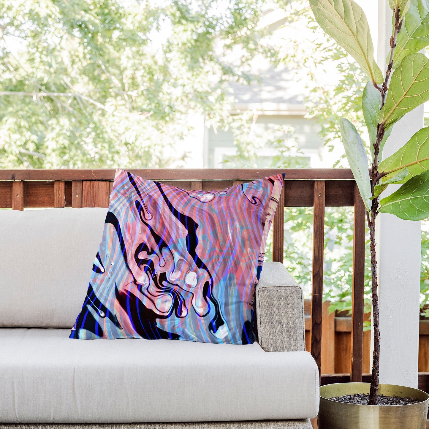 83 Oranges Focus Abstract Marble Texture Outdoor Throw Pillow