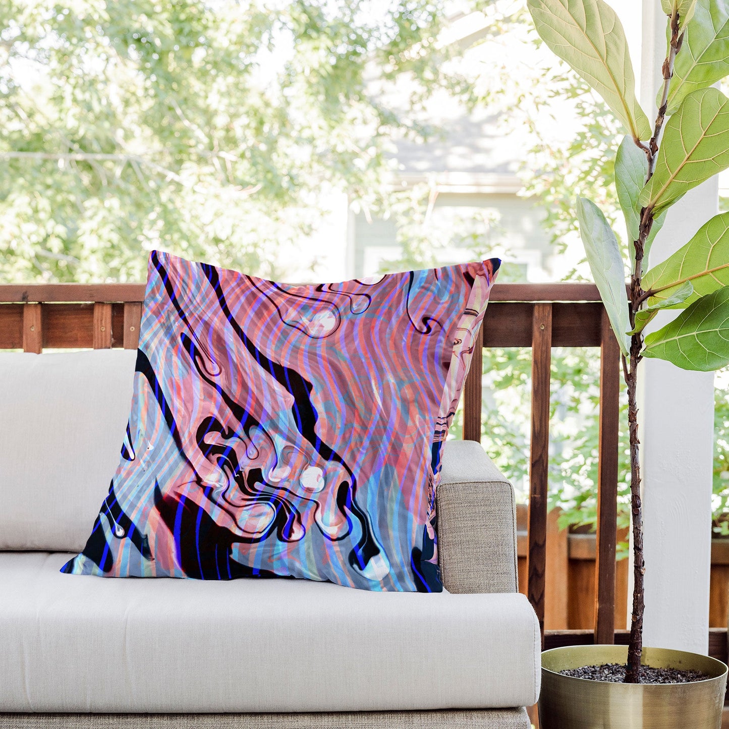 83 Oranges Focus Abstract Marble Texture Outdoor Throw Pillow