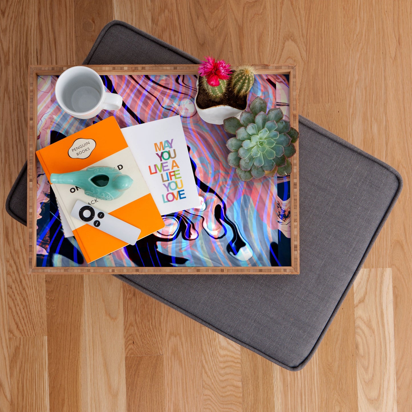 83 Oranges Focus Abstract Marble Texture Rectangular Tray