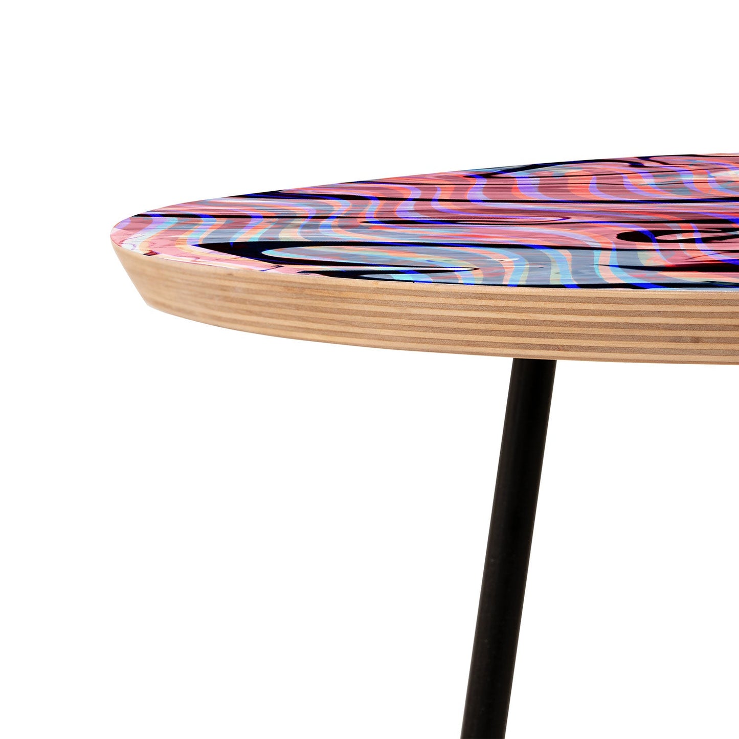 83 Oranges Focus Abstract Marble Texture Round Side Table