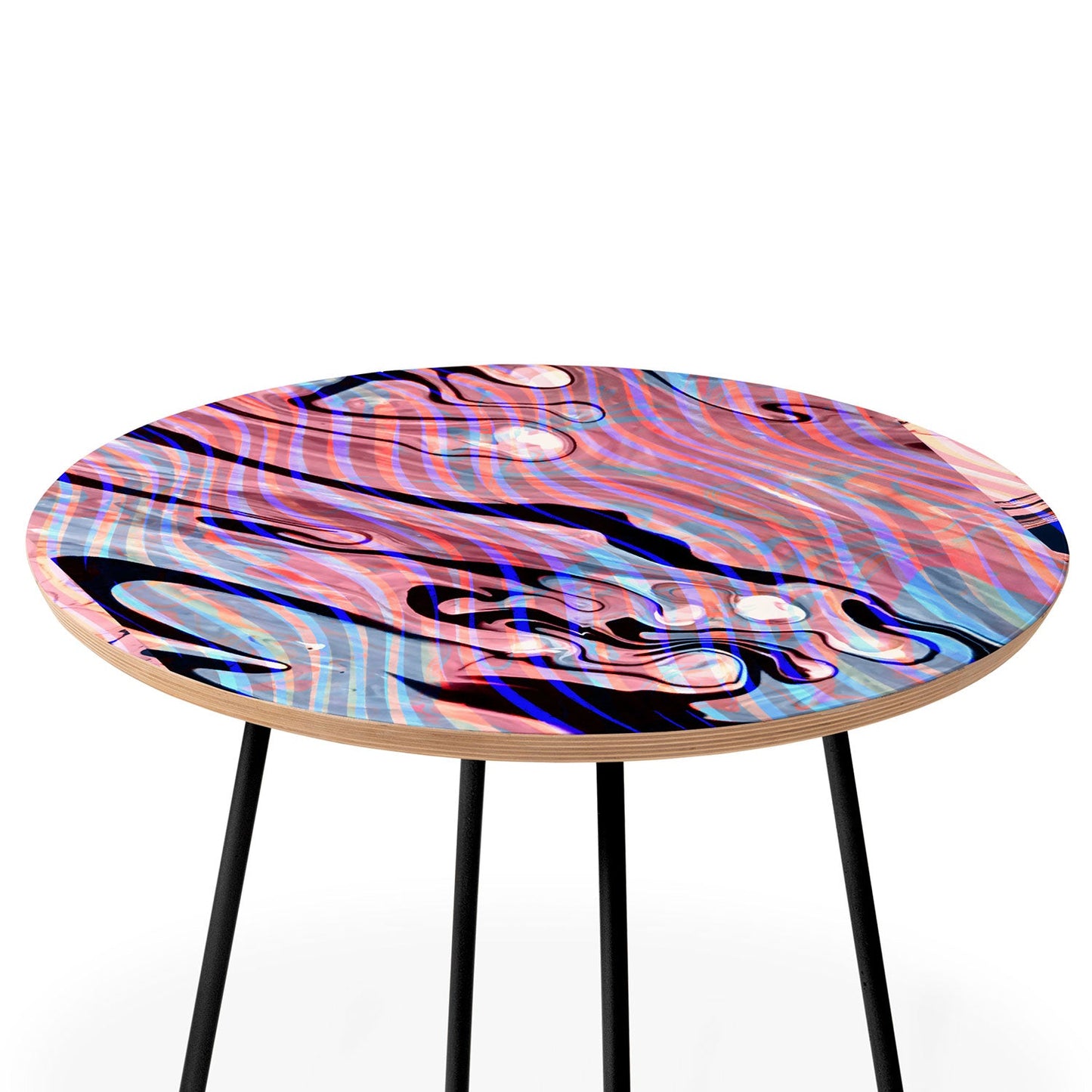 83 Oranges Focus Abstract Marble Texture Round Side Table