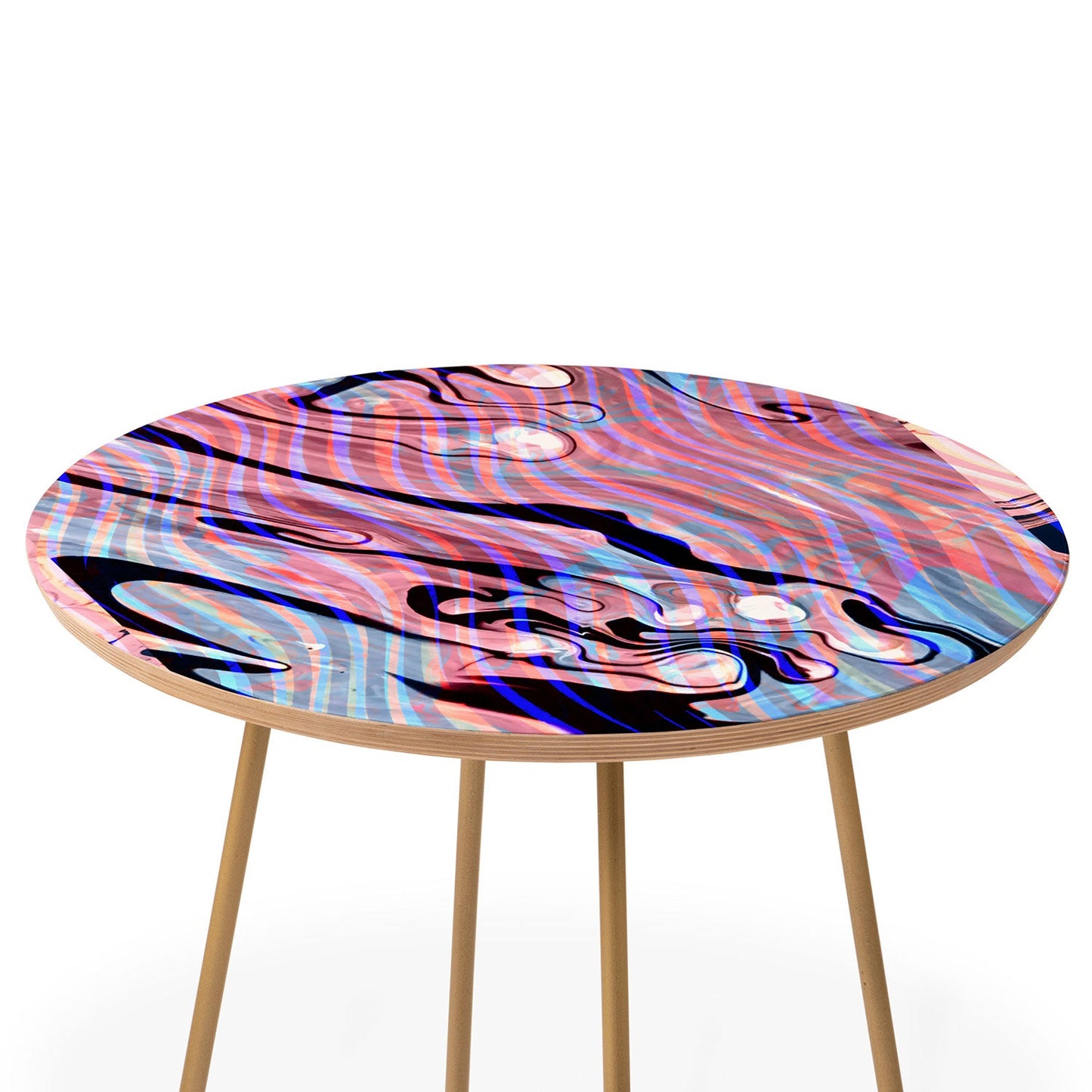 83 Oranges Focus Abstract Marble Texture Round Side Table