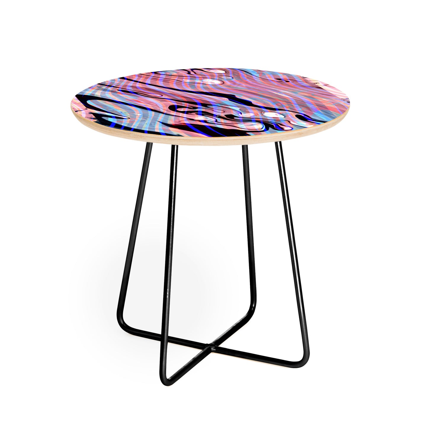 83 Oranges Focus Abstract Marble Texture Round Side Table