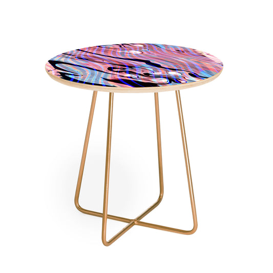 83 Oranges Focus Abstract Marble Texture Round Side Table