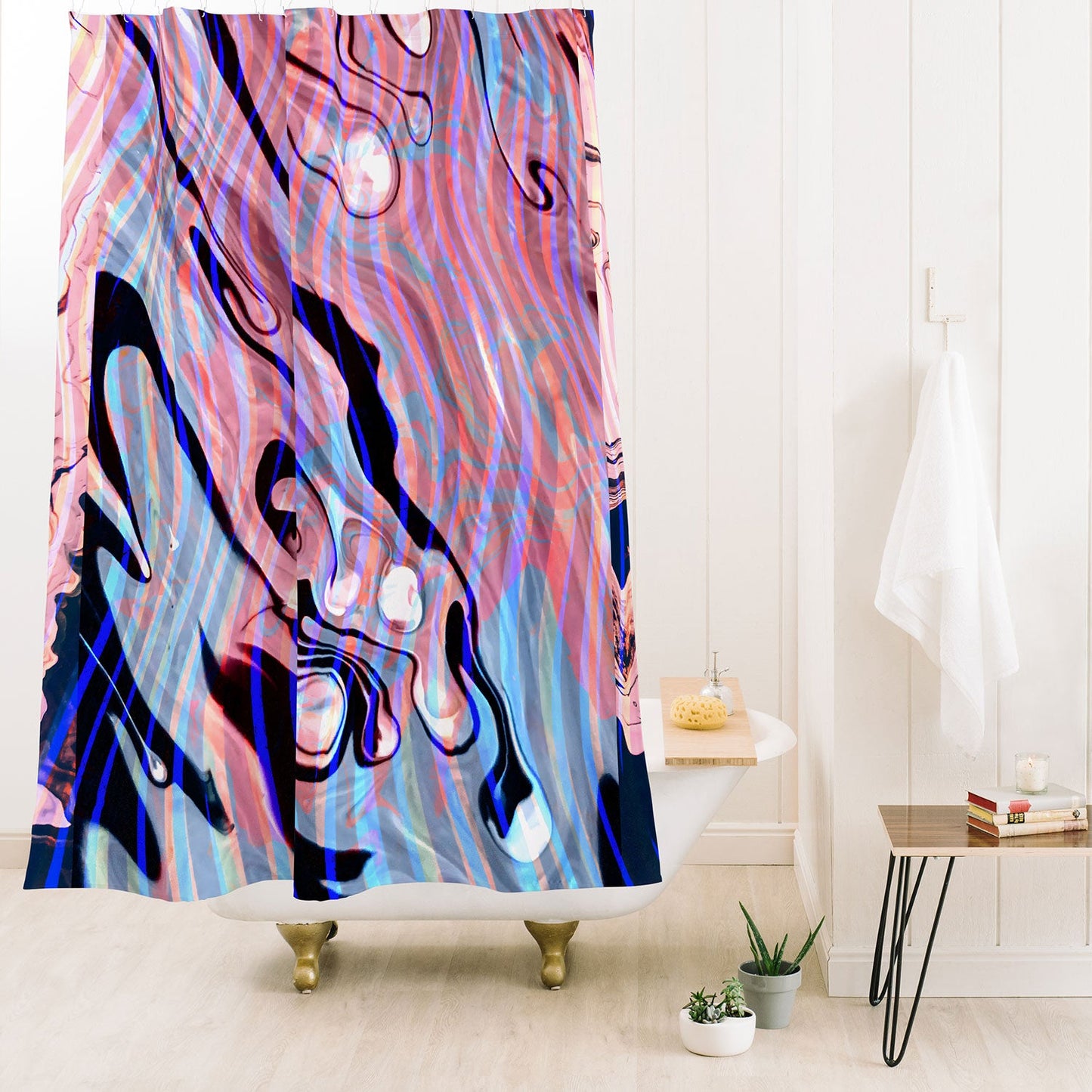 83 Oranges Focus Abstract Marble Texture Shower Curtain