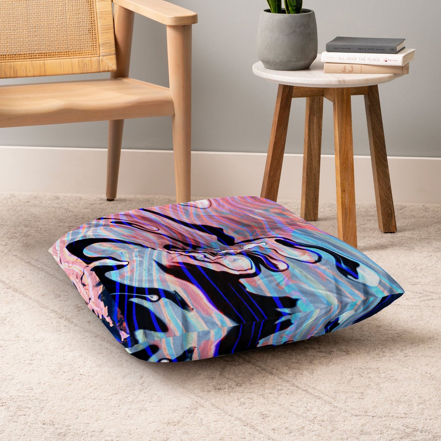 83 Oranges Focus Abstract Marble Texture Floor Pillow Square