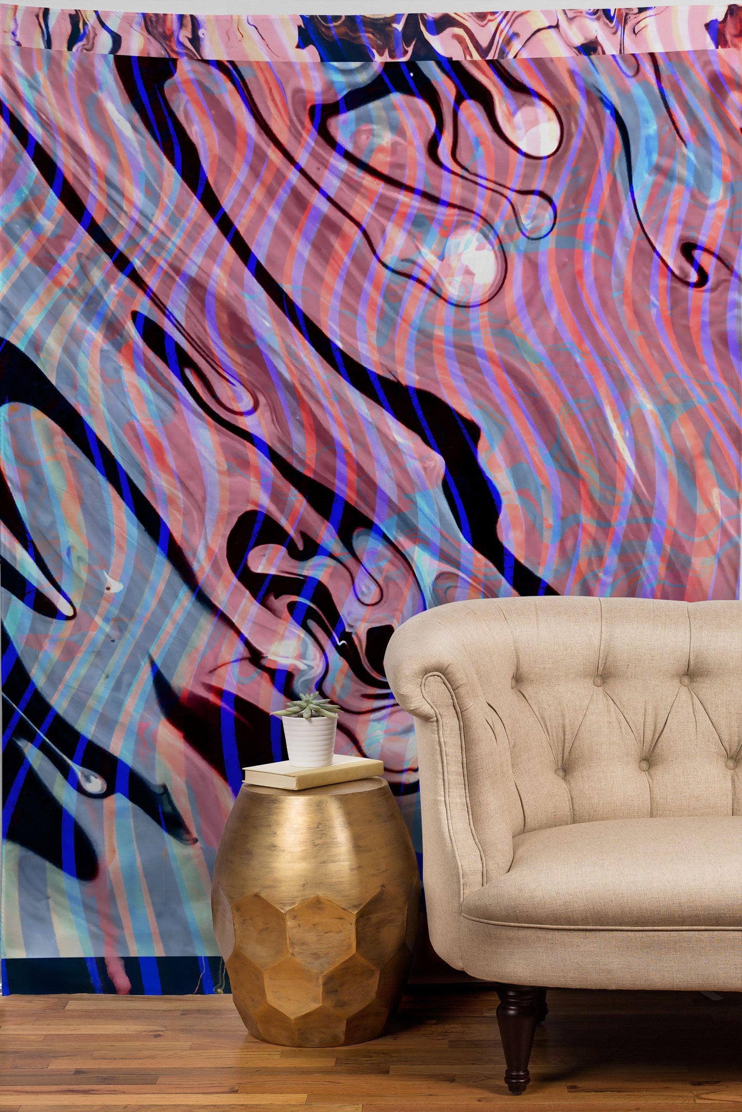 83 Oranges Focus Abstract Marble Texture Tapestry