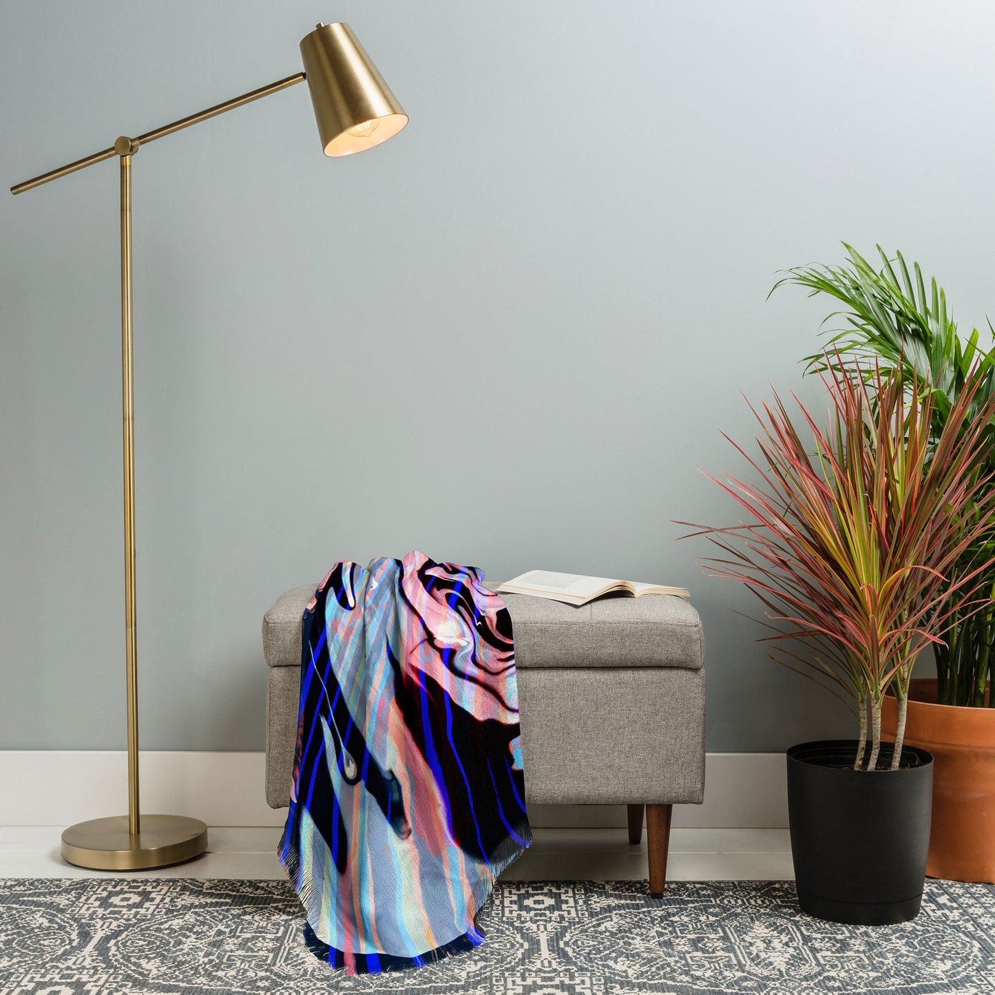 83 Oranges Focus Abstract Marble Texture Throw Blanket