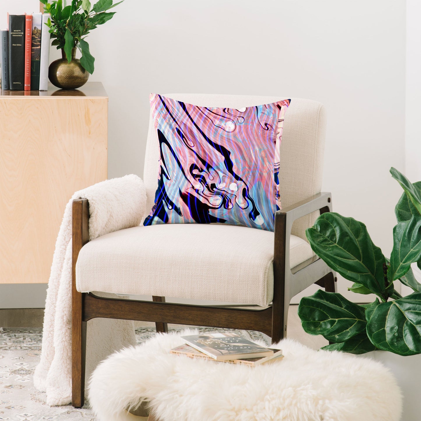 83 Oranges Focus Abstract Marble Texture Throw Pillow