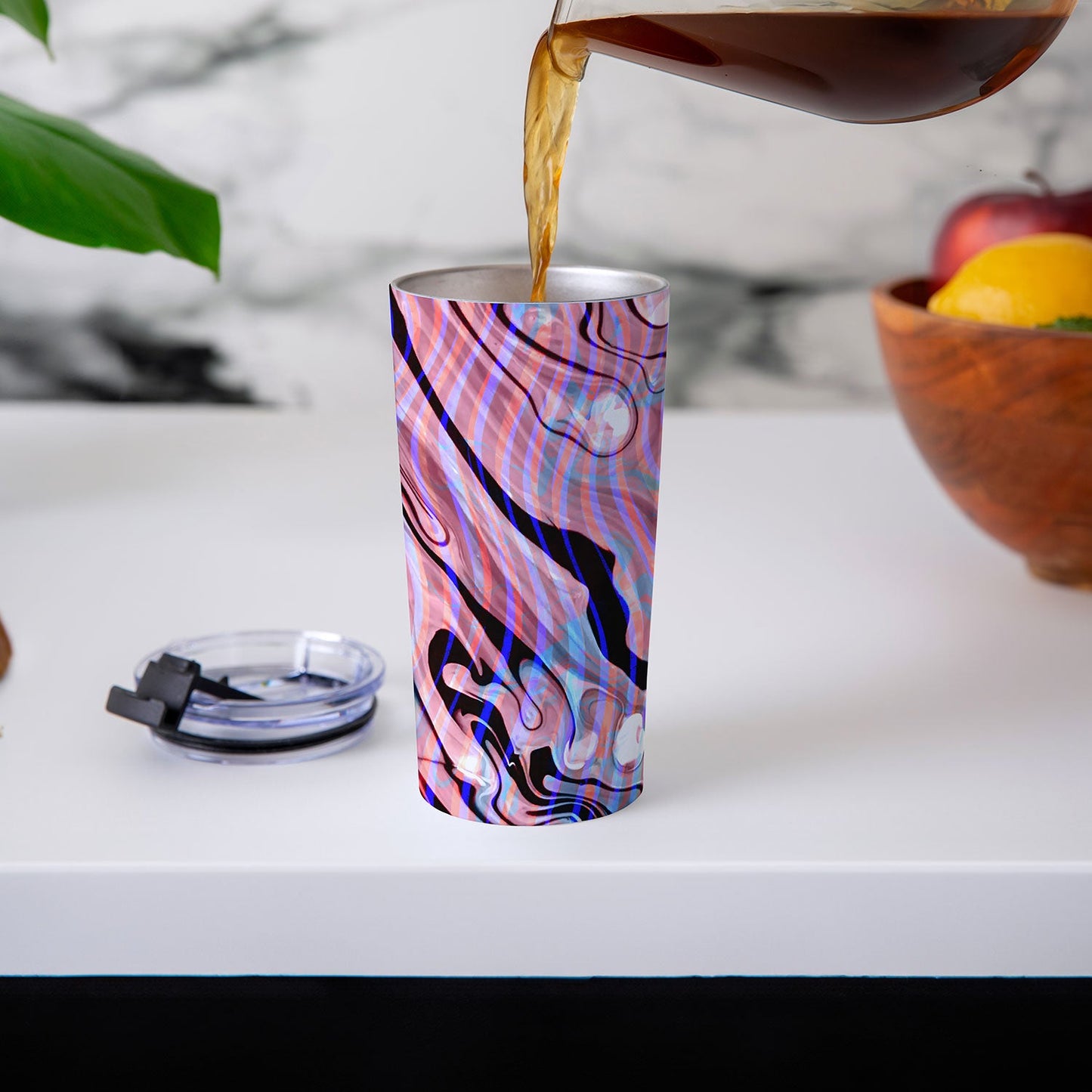 83 Oranges Focus Abstract Marble Texture Travel Mug