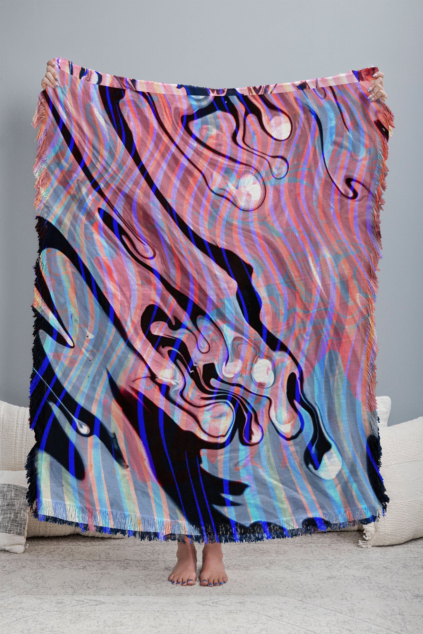 83 Oranges Focus Abstract Marble Texture Throw Blanket