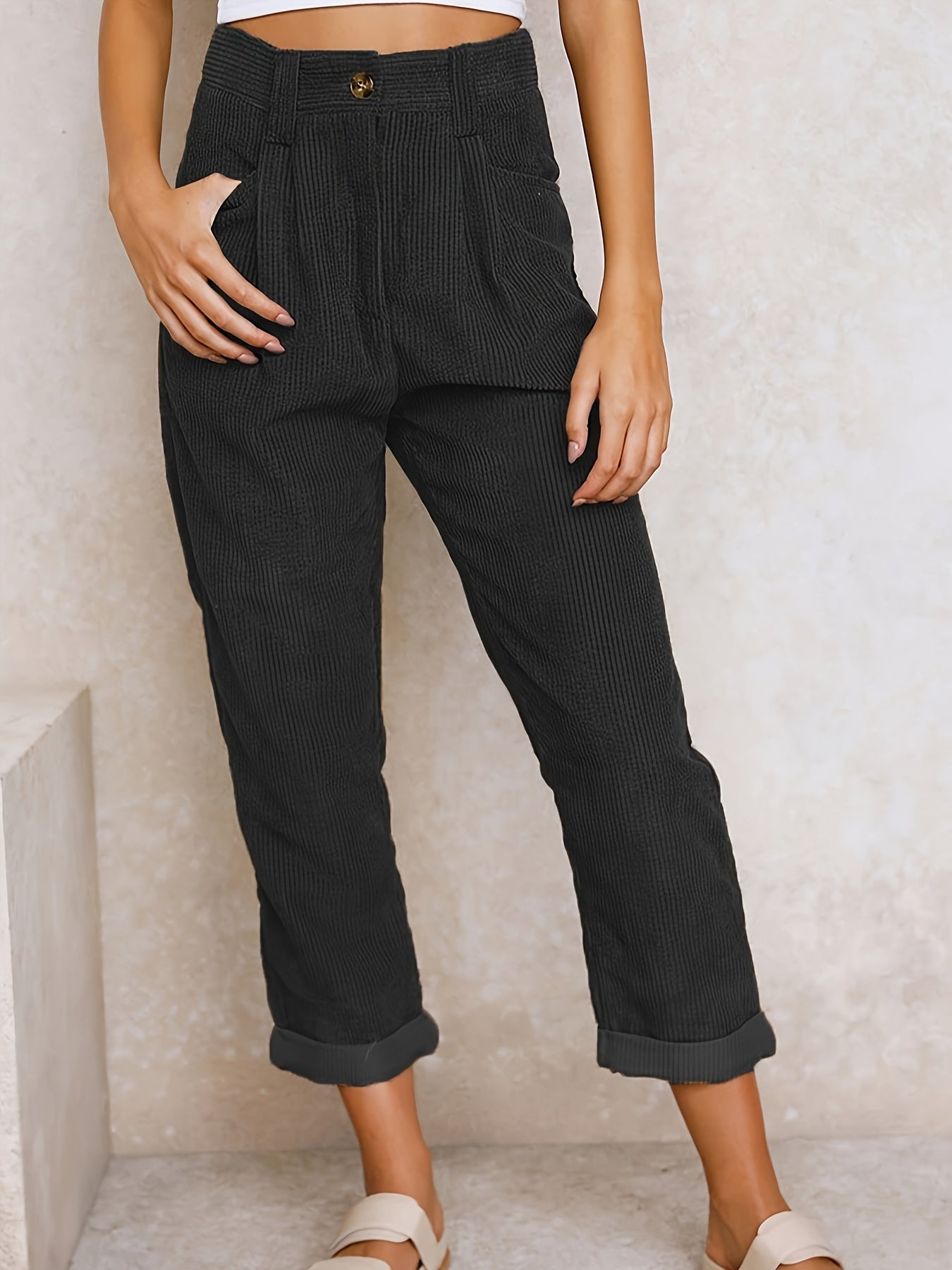 Cropped Corduroy Broek voor Dames
