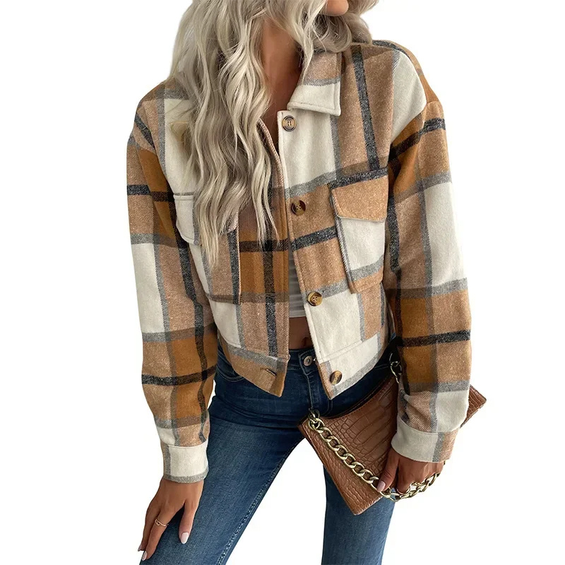 Mira - Trendy Geruite Jas voor Vrouwen