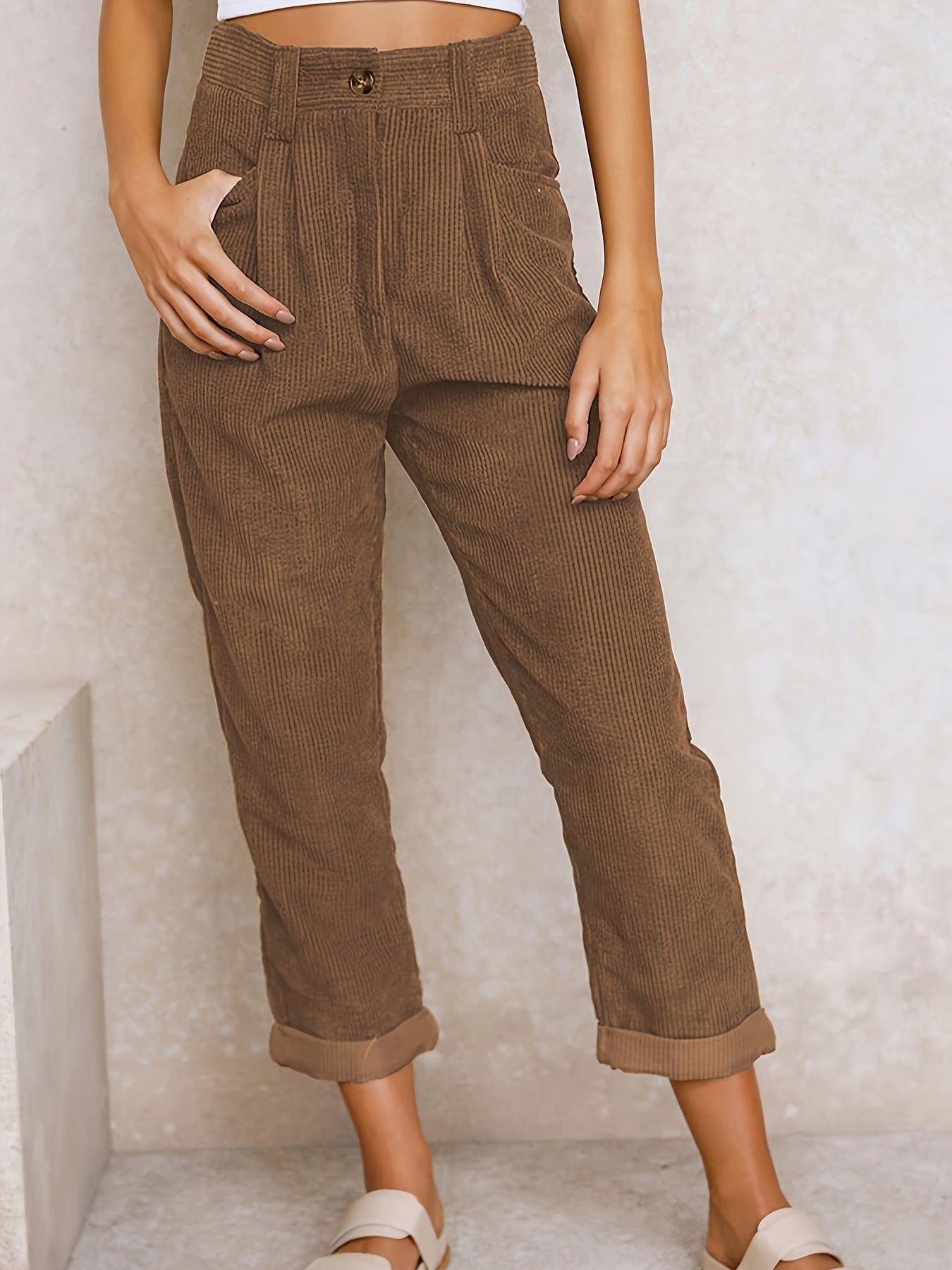 Cropped Corduroy Broek voor Dames
