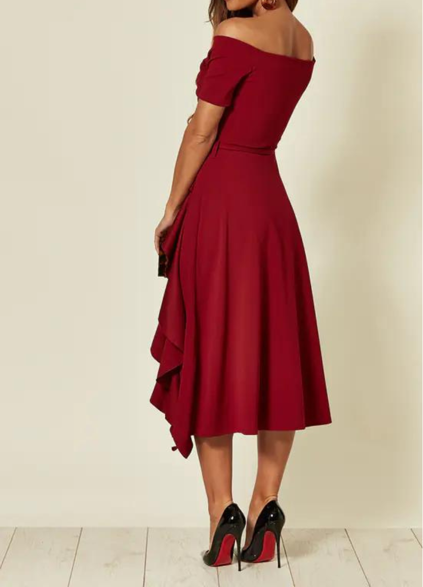Celestine - Off-Shoulder Ruffle Jurk Voor Dames - Klassiek & Elegant