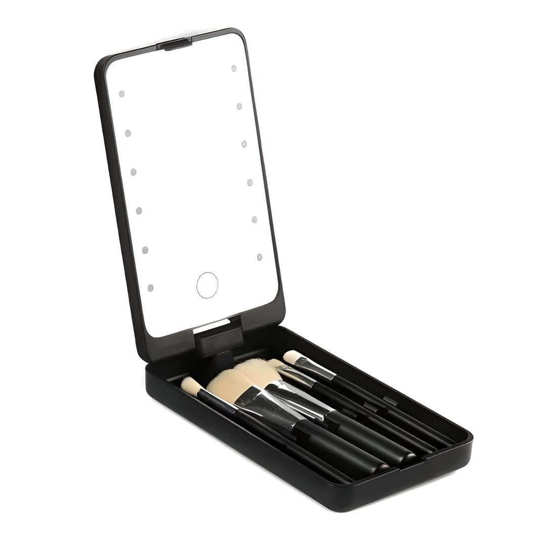 Jewel - Reis Make-up Borstel en Spiegel Set