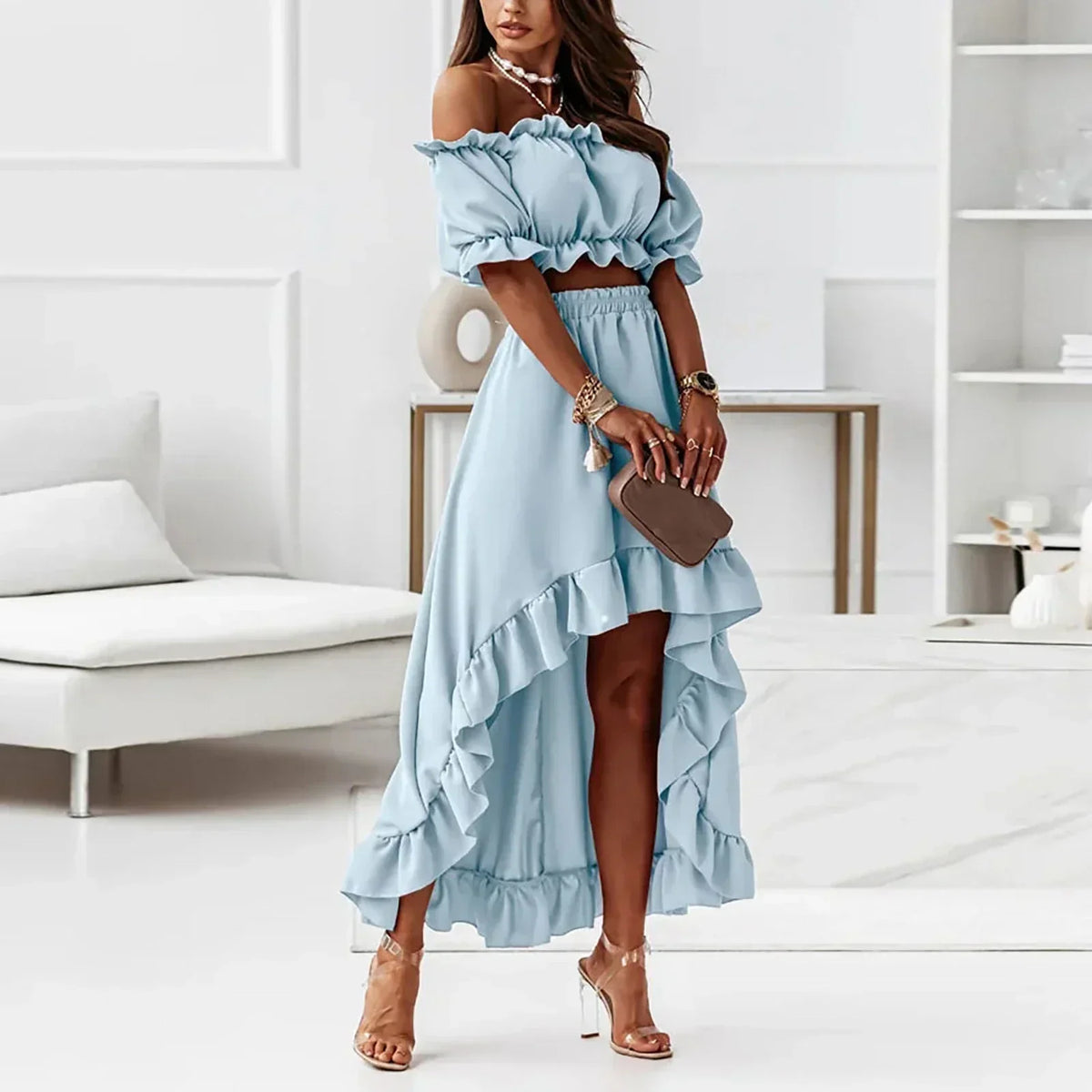 Makayla - Ruffled Twee-Delige Set voor Dames - Gedurfd & Flowy
