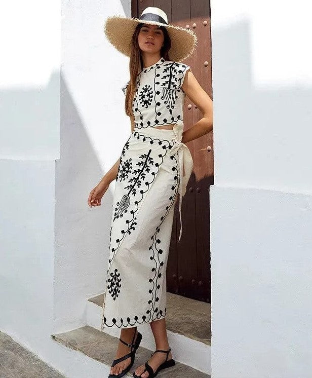 Angellee - Bedrukte Top en Rok Set