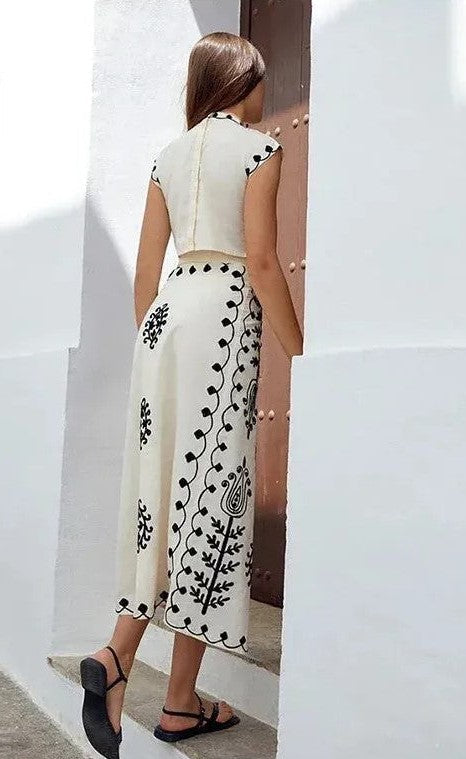 Angellee - Bedrukte Top en Rok Set