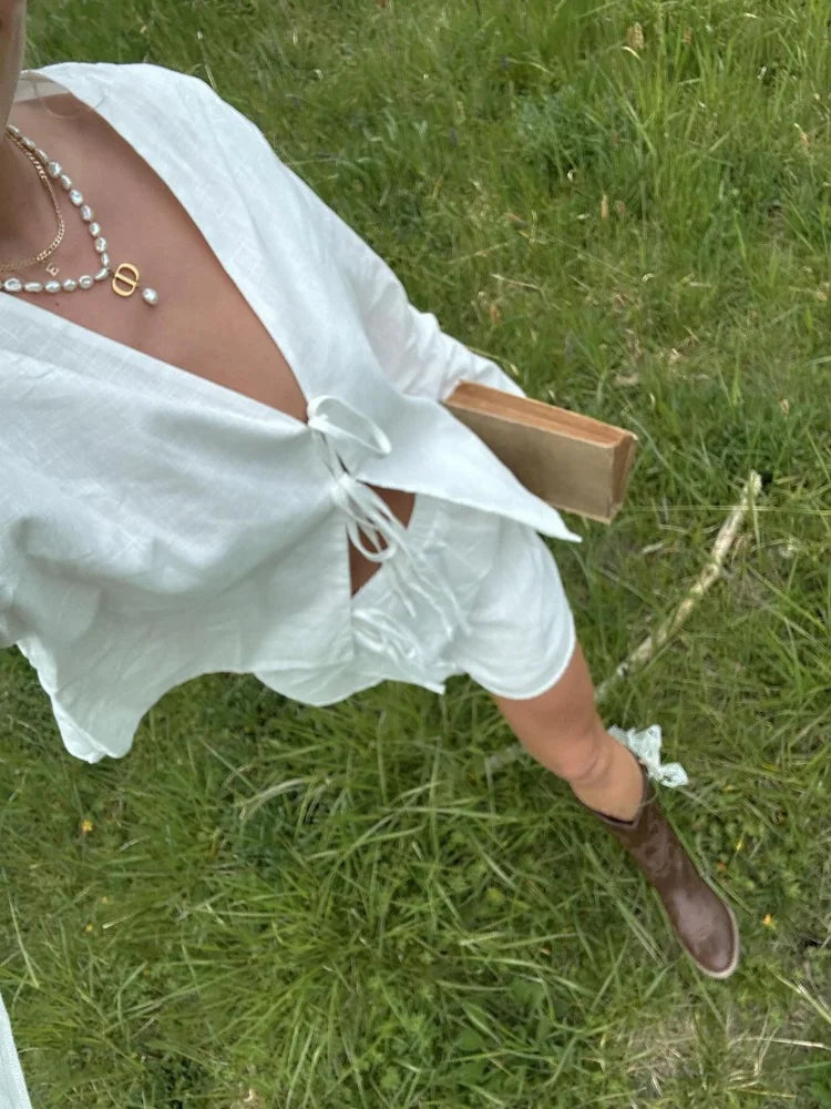 Jade - Oversized Lange Blouse met Strik