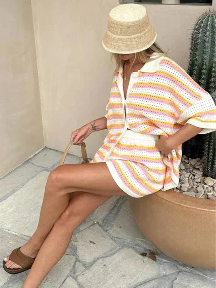 Maelona - Striped Knit Lounge Set