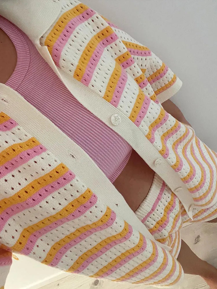 Maelona - Striped Knit Lounge Set