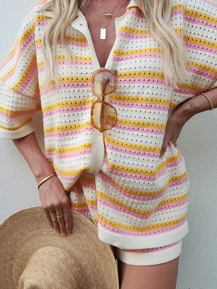 Maelona - Striped Knit Lounge Set