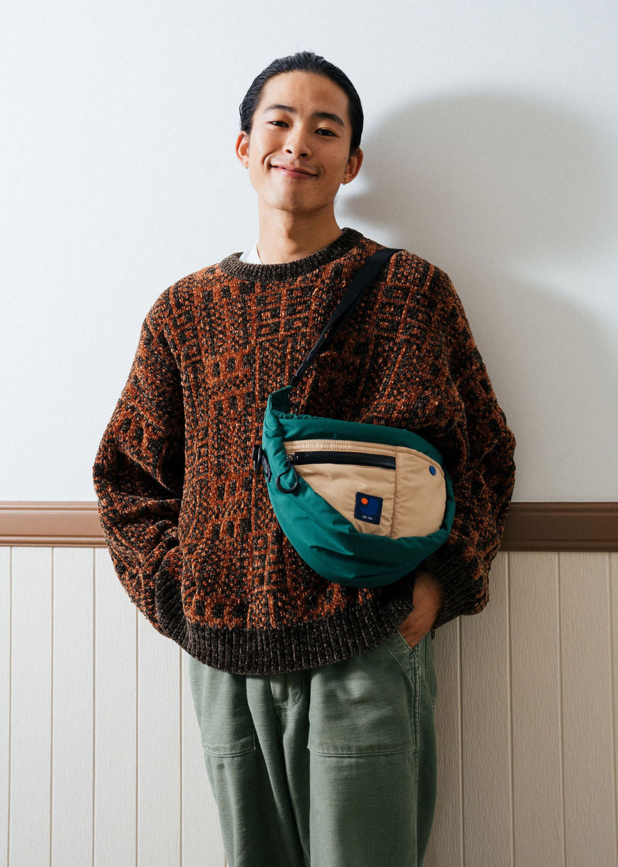 Jap Fac Half Moon Bag Green & Beige