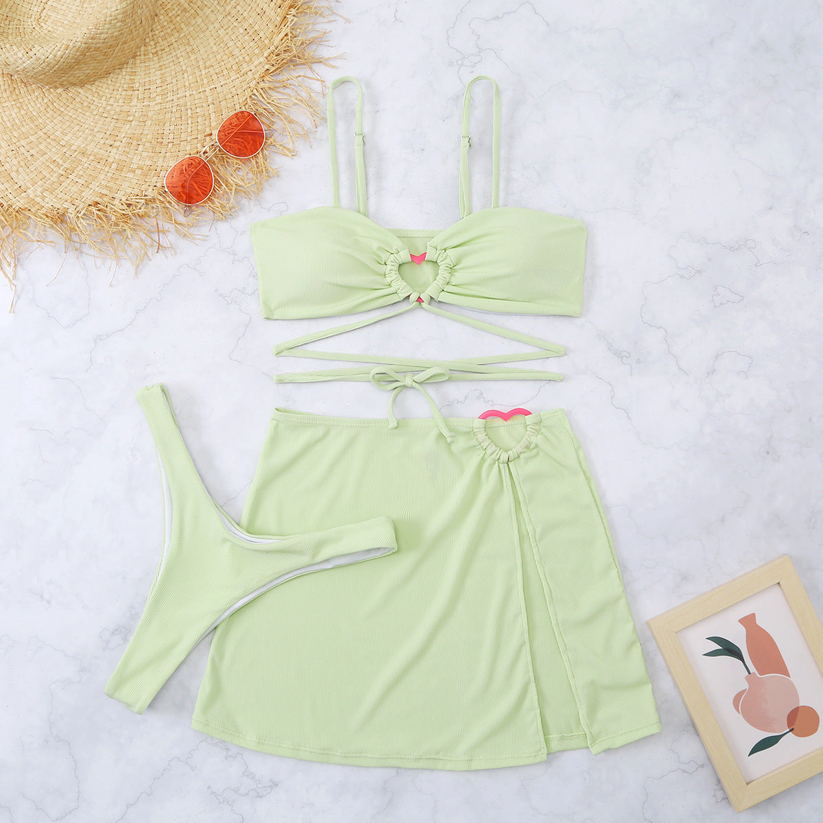 Unieke Hart Design 3-Delige Badkleding Set