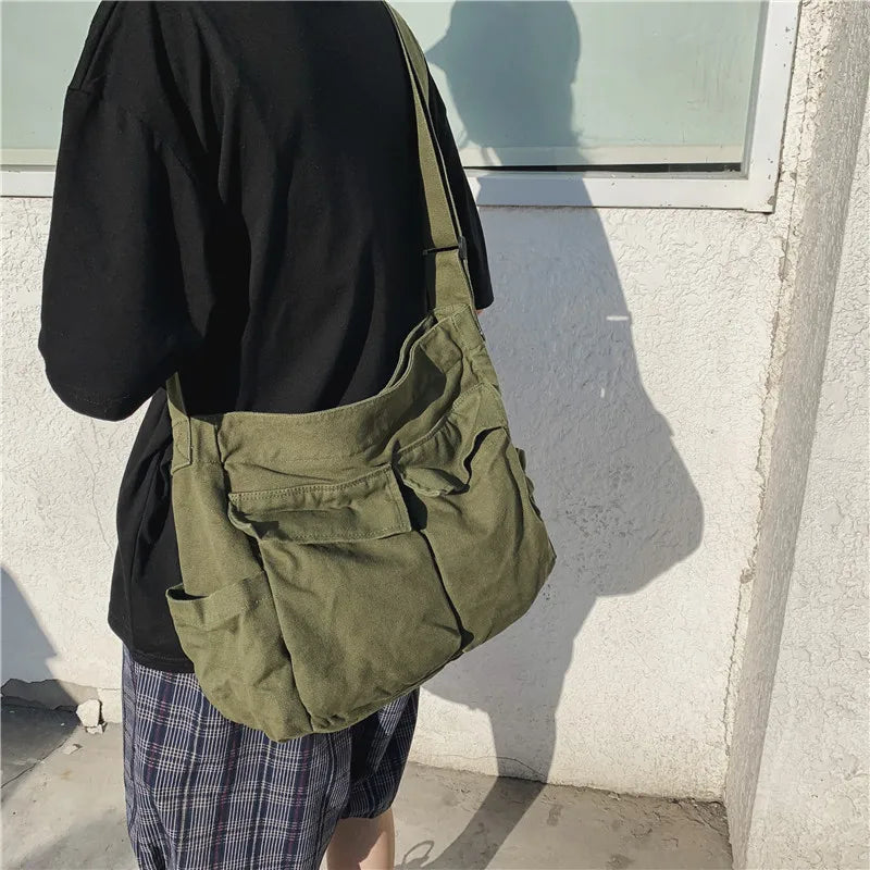 Marceline - Vintage Canvas Grote Schouder Messenger Tas