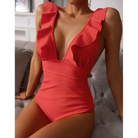 Coral - Ruffled Badpak voor Dames - Flatterend & Elegant