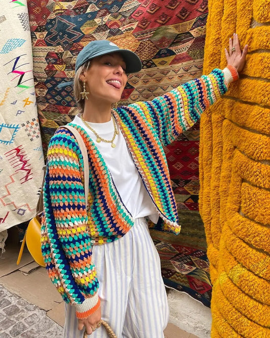 Jacquelin - Trendy Gekleurde Cardigan voor Vrouwen