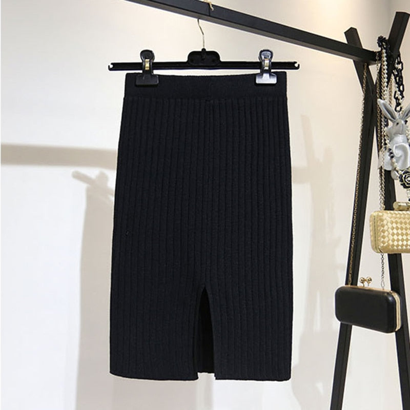 Michaela - Ribgebreide Midi Rok voor Dames - Cozy & Stijlvol