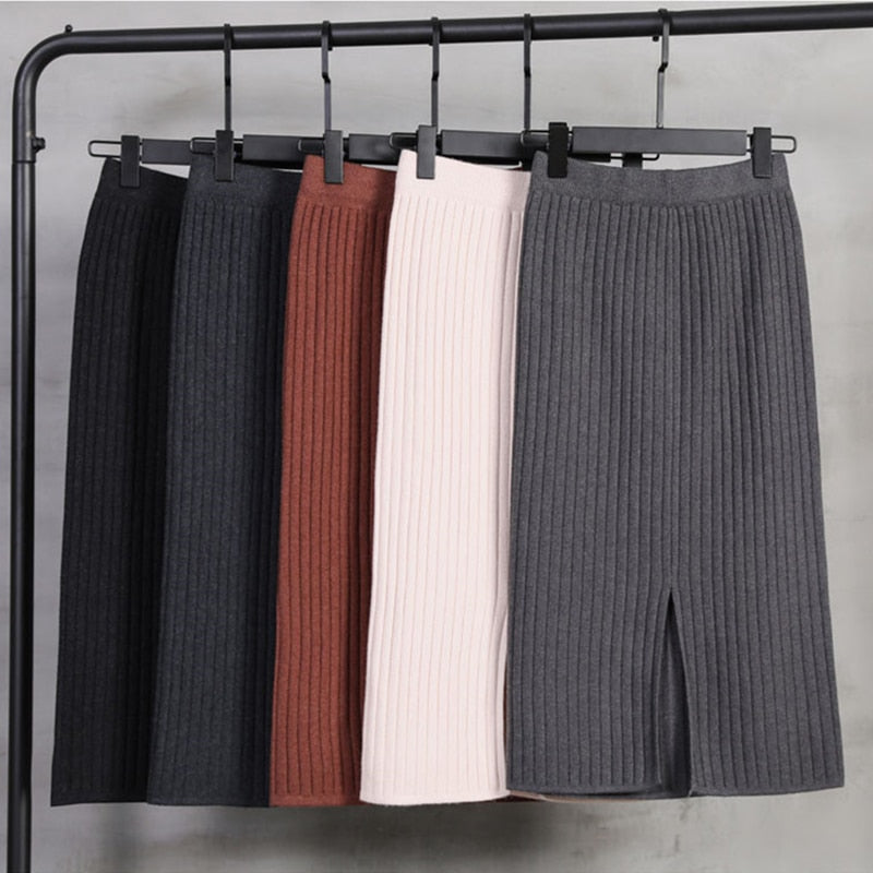 Michaela - Ribgebreide Midi Rok voor Dames - Cozy & Stijlvol