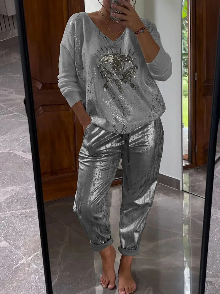 Alexandra - Glanzende Tweedelige Set