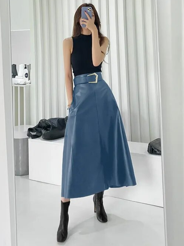 Keira - Dames Hoge Taille Midi Rok - Elegant & Chic