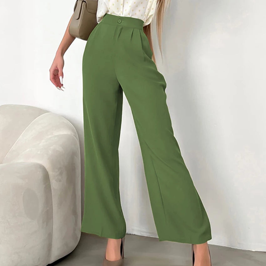 Groene rechte broek voor dames