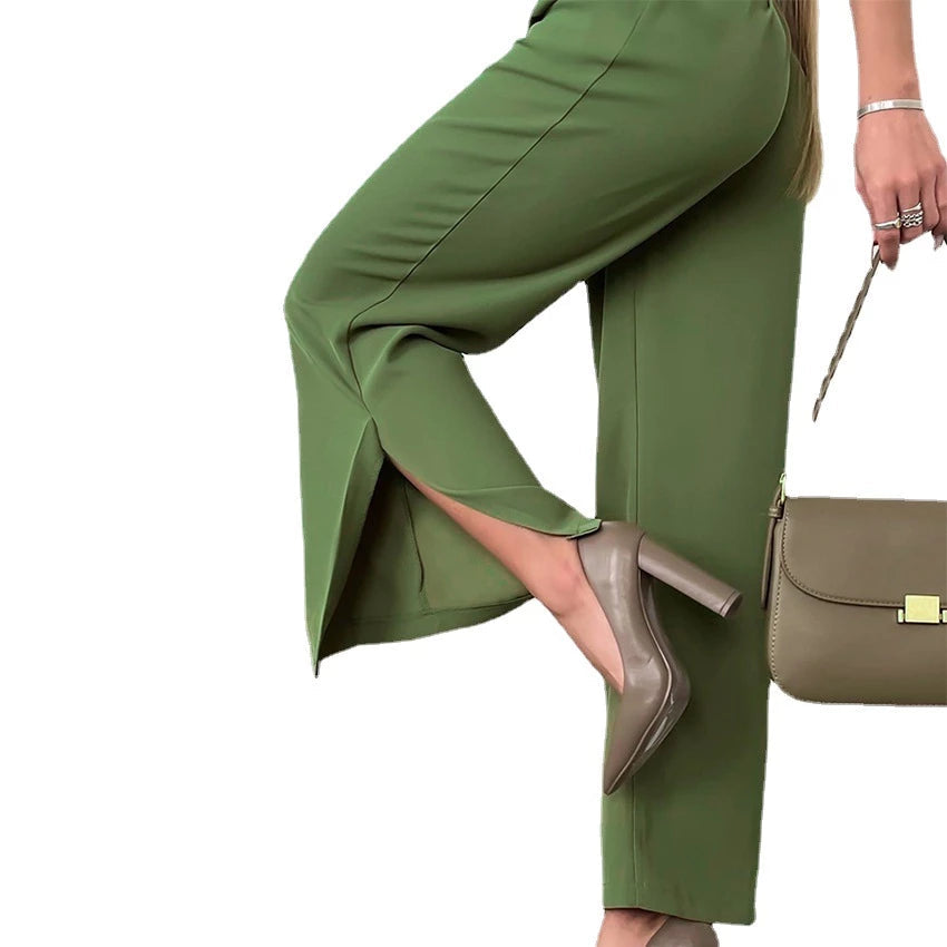 Groene rechte broek voor dames