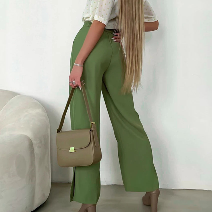 Groene rechte broek voor dames