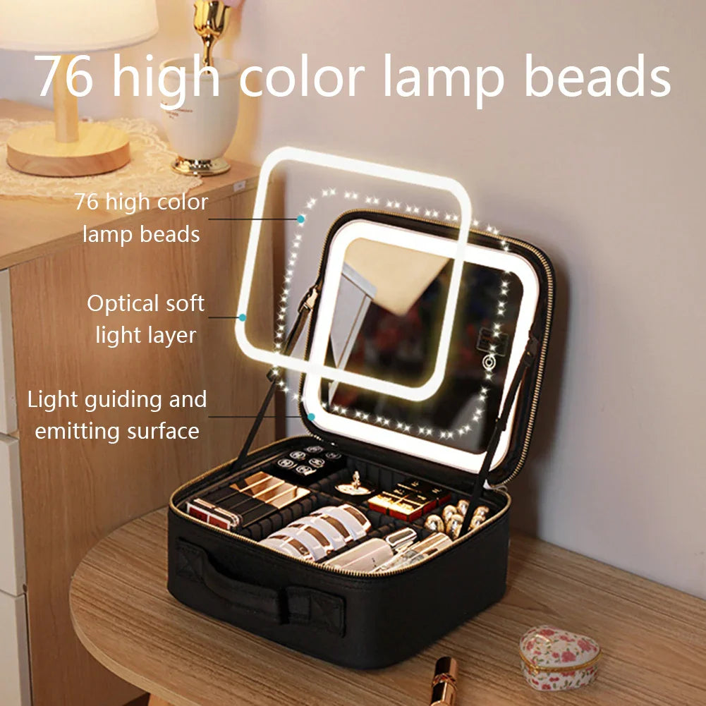 Hannie - Draagbare Cosmetictas met LED-licht en Spiegel