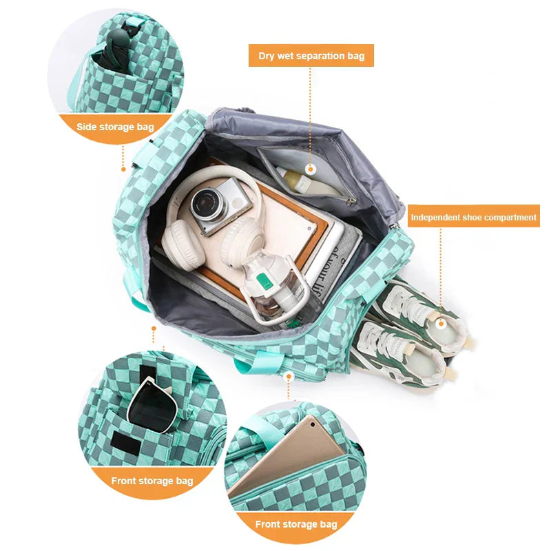 TrailBoard - Grote Duffelbag met Ruitpatroon voor Weekenders