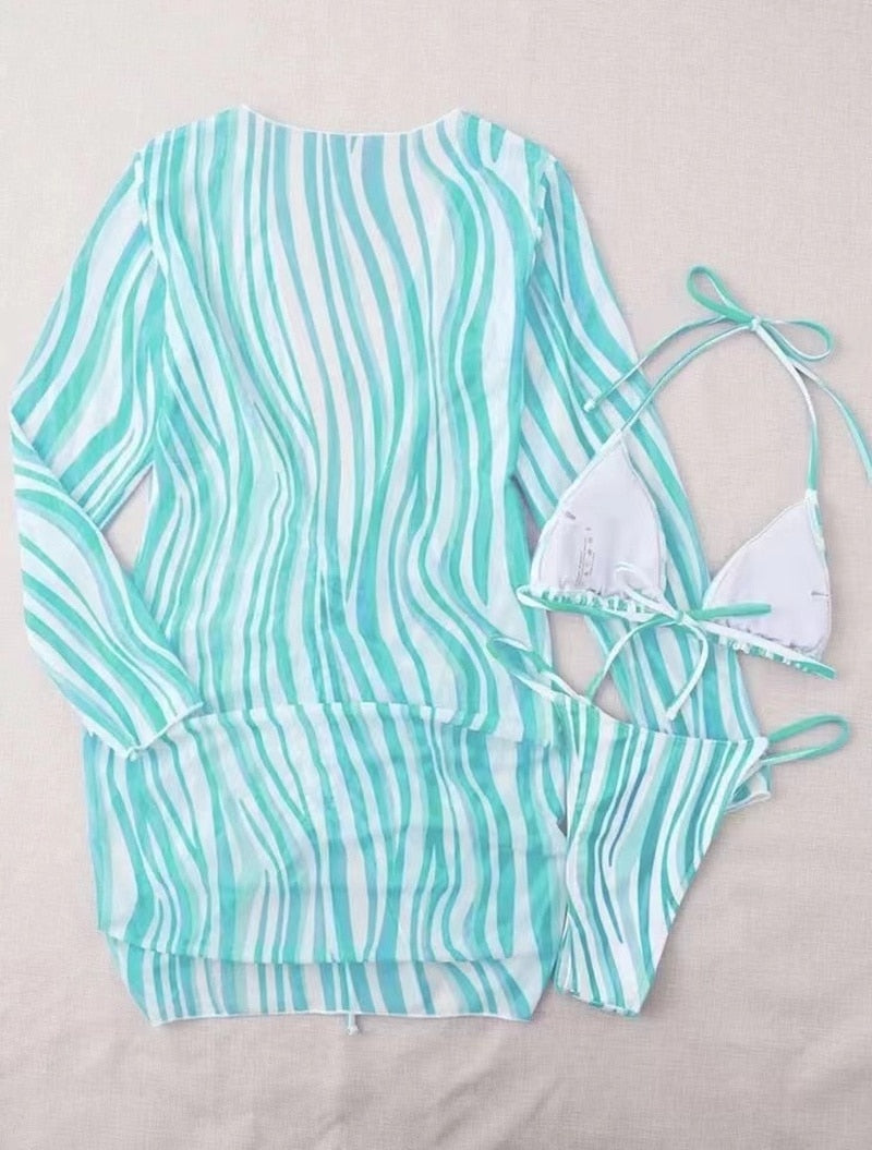Gestreepte 3-Delige Bikini Set